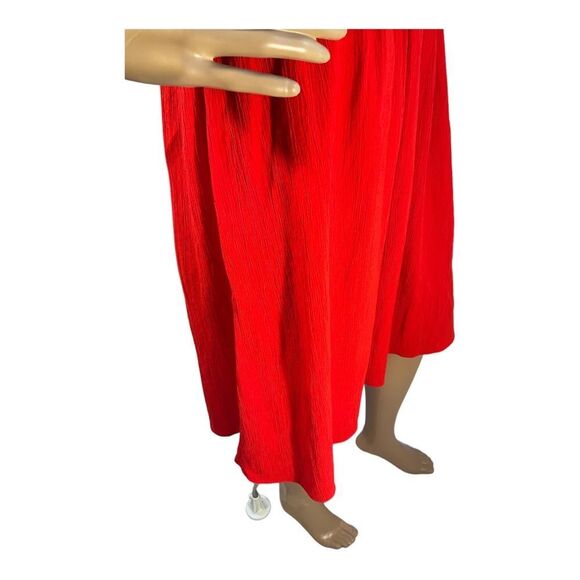 H &M Women Size XS Red Dress Tie Neck Bohemian Short Sleeve Stretch Waist - Picture 10 of 16